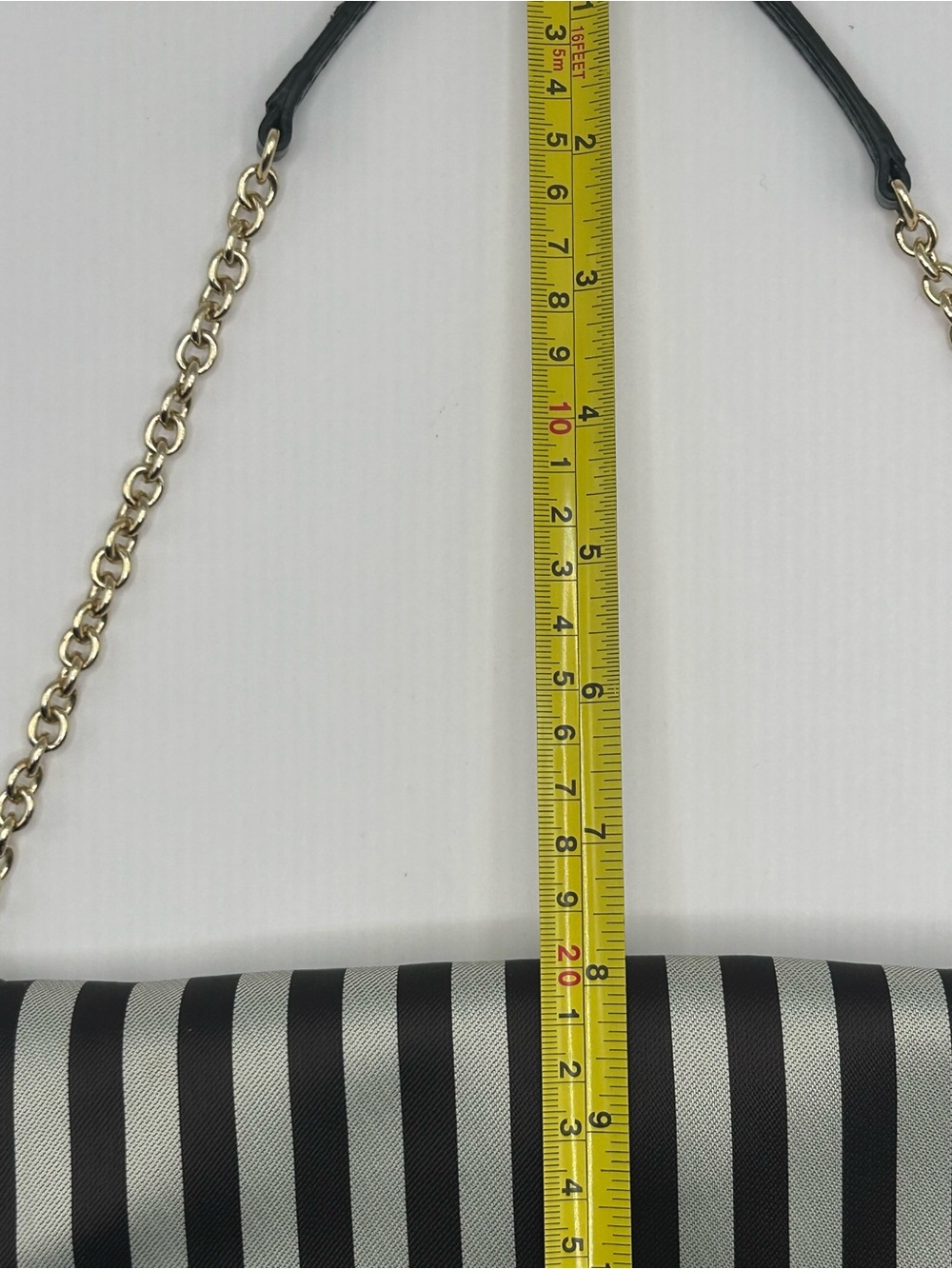 Henri Bendel Vintage Black and White Striped Chain Shoulder Bag - Picture 7 of 8